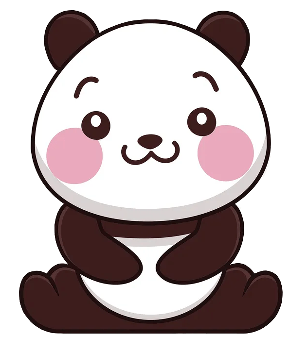 Cartoonish image of a cute baby panda.